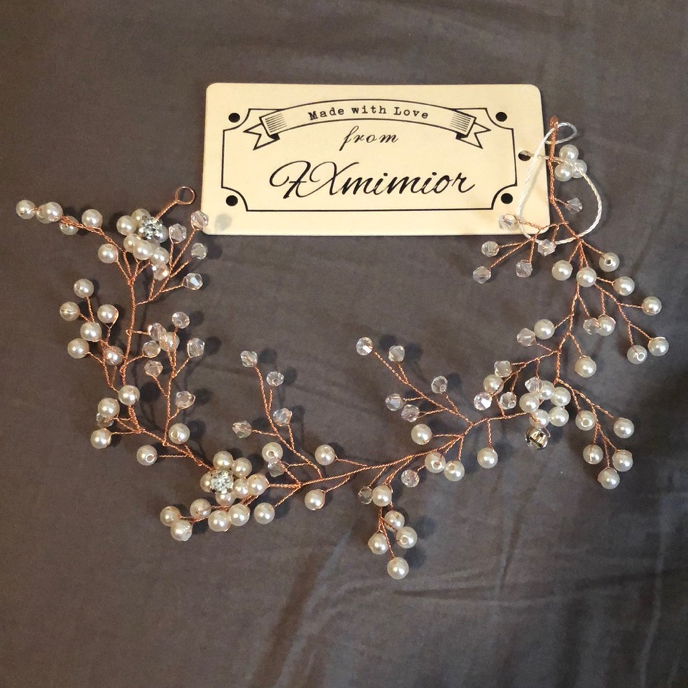 Copper pearl hair vine 10”